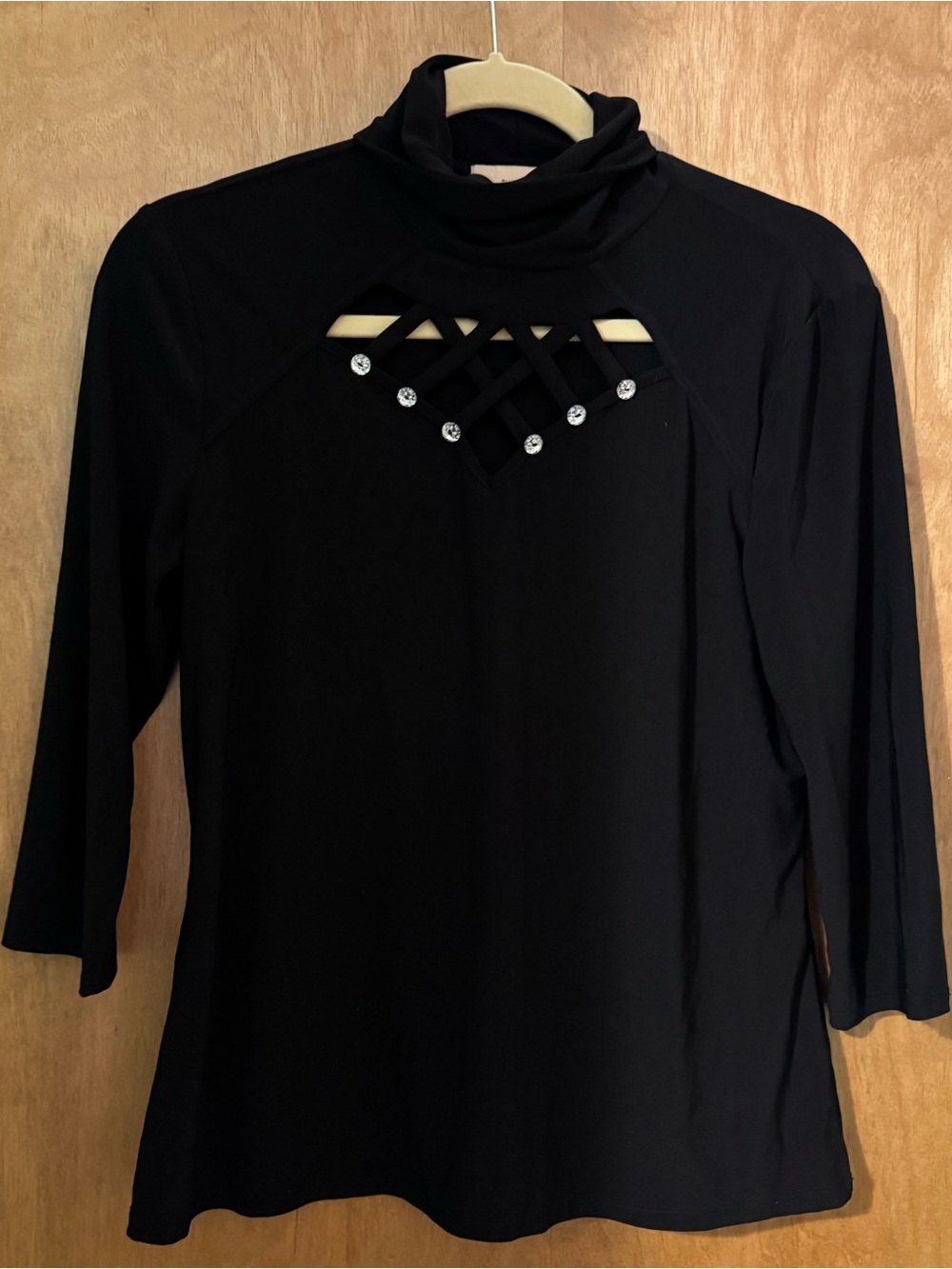 Small Woman’s Diane Belle Black Turtleneck Blouse